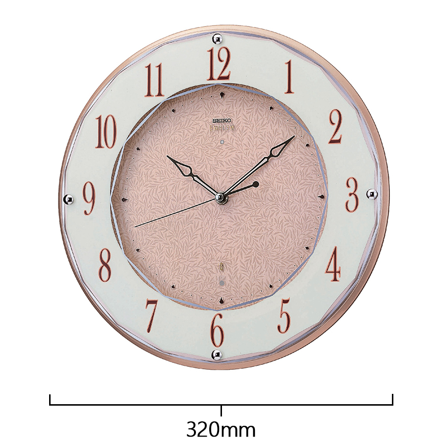 SEIKO（セイコー） エムブレム 電波 掛け時計 スマイラックス柄 ピンク