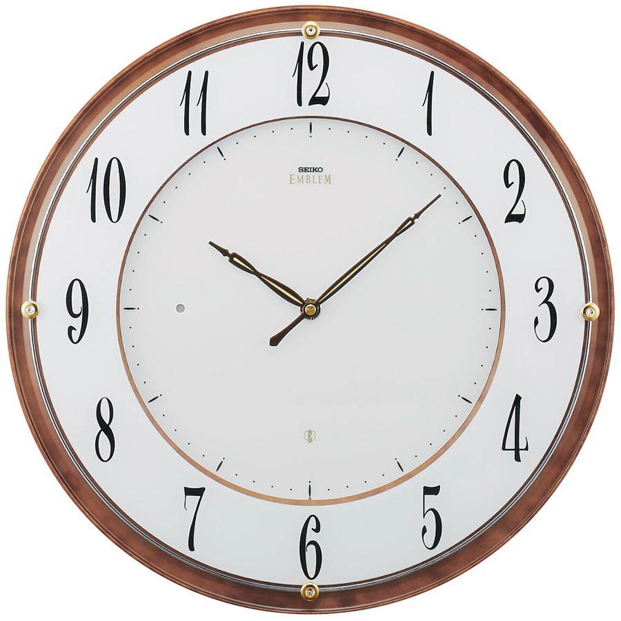 セイコー エムブレム 電波 掛け時計 薄型 ブラウン HS548B クオーツ 電池式 クロック アラビアインデックス 球面ガラス | SEIKO | 03