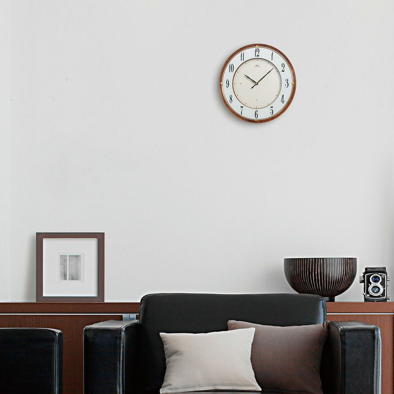 セイコー エムブレム 電波 掛け時計 薄型 ブラウン HS548B クオーツ 電池式 クロック アラビアインデックス 球面ガラス | SEIKO | 08