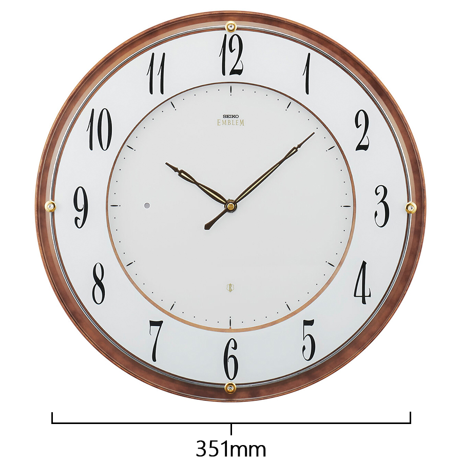 セイコー エムブレム 電波 掛け時計 薄型 ブラウン HS548B クオーツ 電池式 クロック アラビアインデックス 球面ガラス | SEIKO | 02