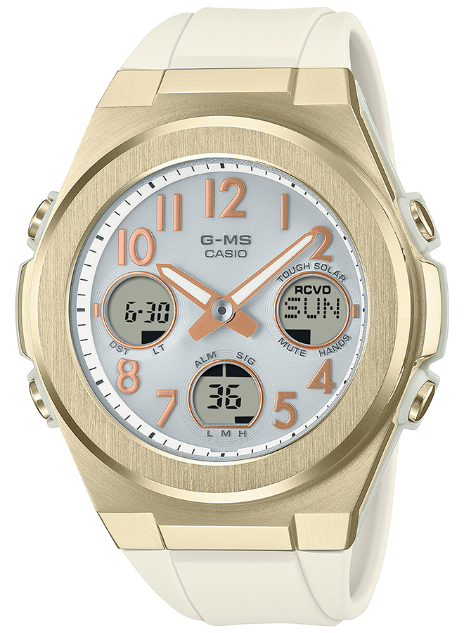 5月16日発売 BABY-G G-MS ジーミズ MSG-W610G-7AJF レディース 腕時計 電波 ソーラー アナデジ 樹脂バンド ゴールド クリーム 国内正規品 カシオ | G-MS | 01