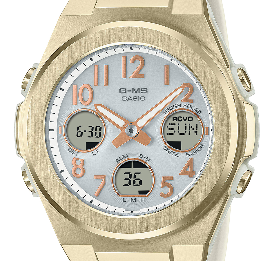 5月16日発売 BABY-G G-MS ジーミズ MSG-W610G-7AJF レディース 腕時計 電波 ソーラー アナデジ 樹脂バンド ゴールド クリーム 国内正規品 カシオ | G-MS | 02