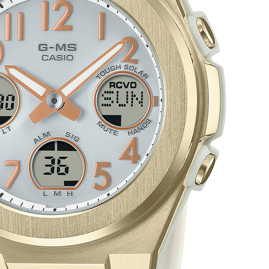5月16日発売 BABY-G G-MS ジーミズ MSG-W610G-7AJF レディース 腕時計 電波 ソーラー アナデジ 樹脂バンド ゴールド クリーム 国内正規品 カシオ | G-MS | 04