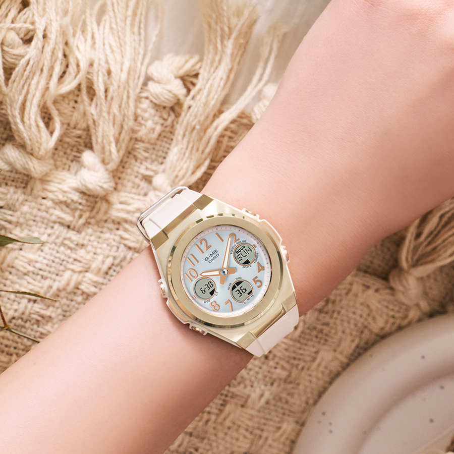 5月16日発売 BABY-G G-MS ジーミズ MSG-W610G-7AJF レディース 腕時計 電波 ソーラー アナデジ 樹脂バンド ゴールド クリーム 国内正規品 カシオ | G-MS | 06