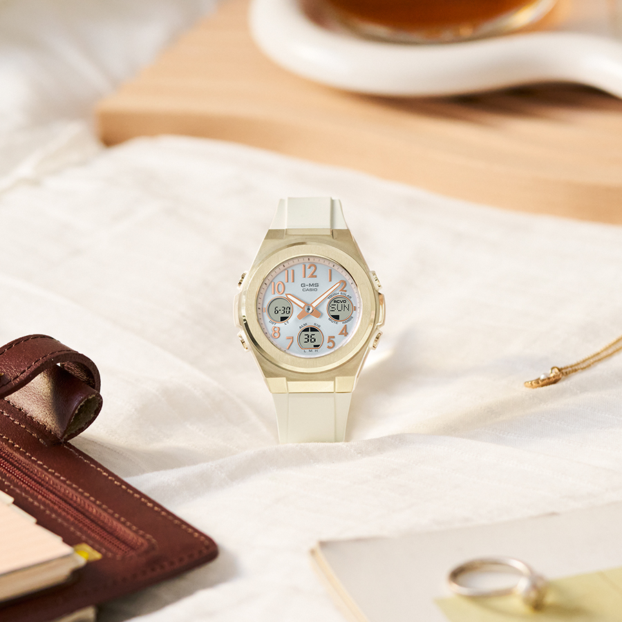 5月16日発売 BABY-G G-MS ジーミズ MSG-W610G-7AJF レディース 腕時計 電波 ソーラー アナデジ 樹脂バンド ゴールド クリーム 国内正規品 カシオ | G-MS | 07