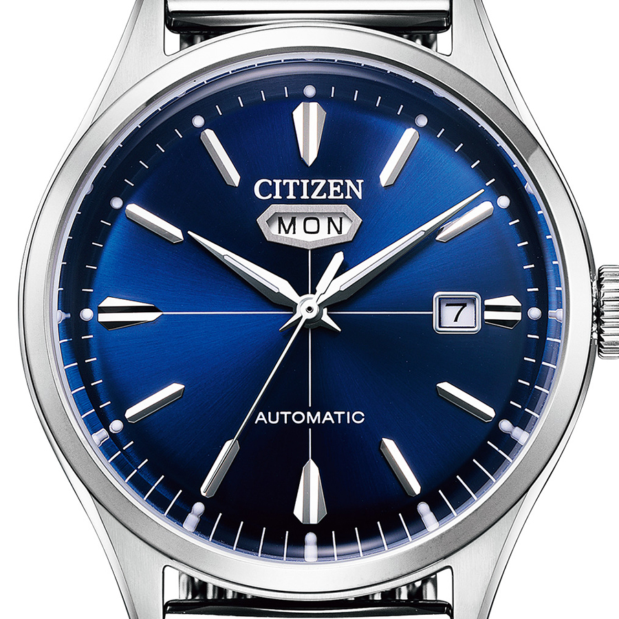 シチズン レコードレーベル CITIZEN C7 クリスタルセブン NH8391-86L メンズ 腕時計 機械式 メカニカル ネイビーダイヤル シルバー メッシュバンド｜theclockhouse｜03