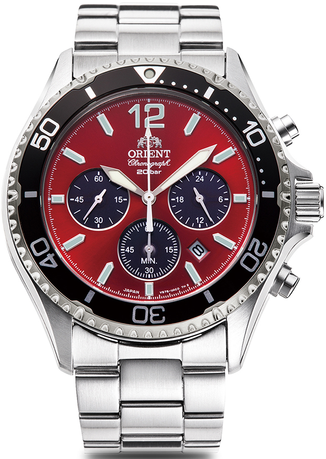 ORIENT クロノグラフ 腕時計 レッド