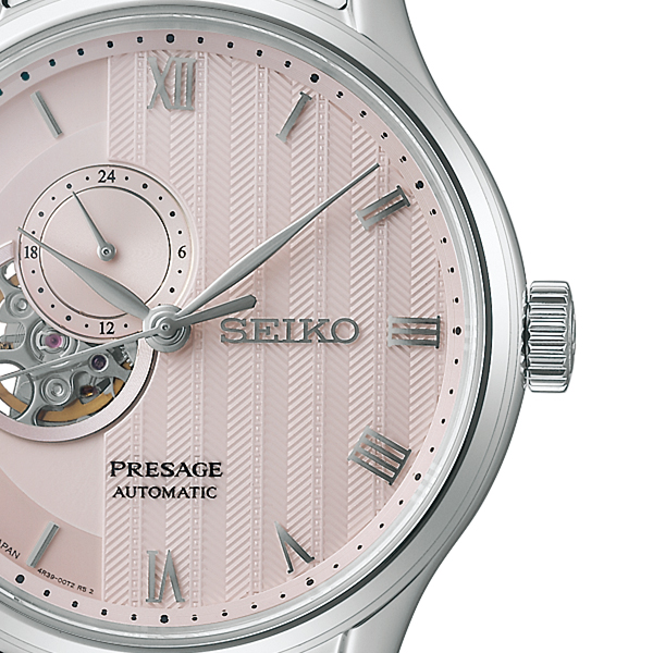 セイコー プレザージュ ジャパニーズガーデン 砂紋 京都 桜 SARY261 メンズ 腕時計 メカニカル 自動巻き オープンハート ペールピンクの画像