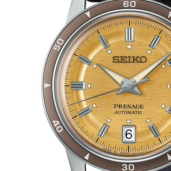 セイコー プレザージュ Style60's タイムレスカラー パレット SARY269 メンズ 腕時計 メカニカル 自動巻き ゴールドイエローダイヤル 革ベルトの画像