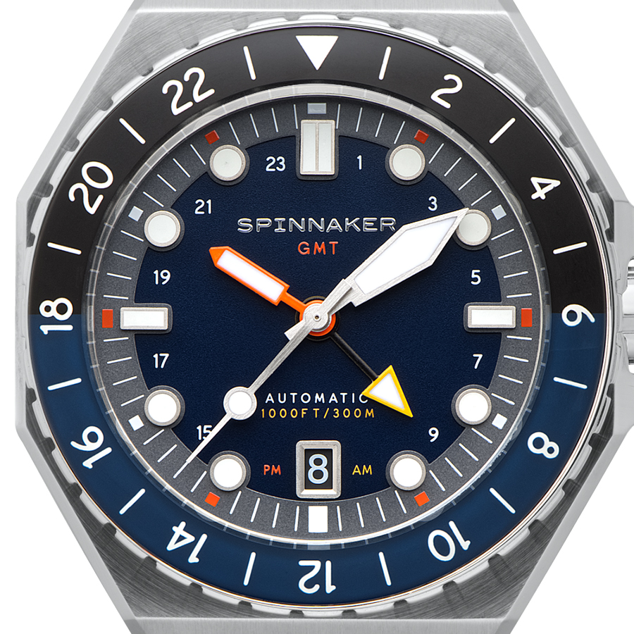 スピニカー DUMAS デュマ GMT SP-5119-22 メンズ 腕時計 機械式 自動巻き 30気圧防水 蓄光 ネイビーダイヤル 替えバント付きの画像