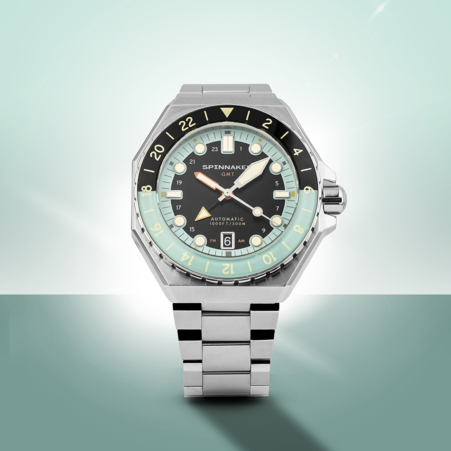 スピニカー DUMAS デュマ GMT SP-5119-33 メンズ 腕時計 機械式 自動巻き 30気圧防水 蓄光 ブラック グリーン 替えバント付きの画像