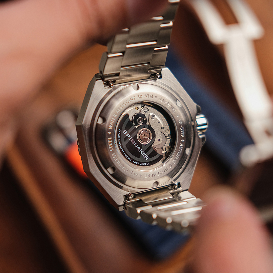 スピニカー DUMAS デュマ GMT SP-5119-33 メンズ 腕時計 機械式 自動巻き 30気圧防水 蓄光 ブラック グリーン 替えバント付きの画像