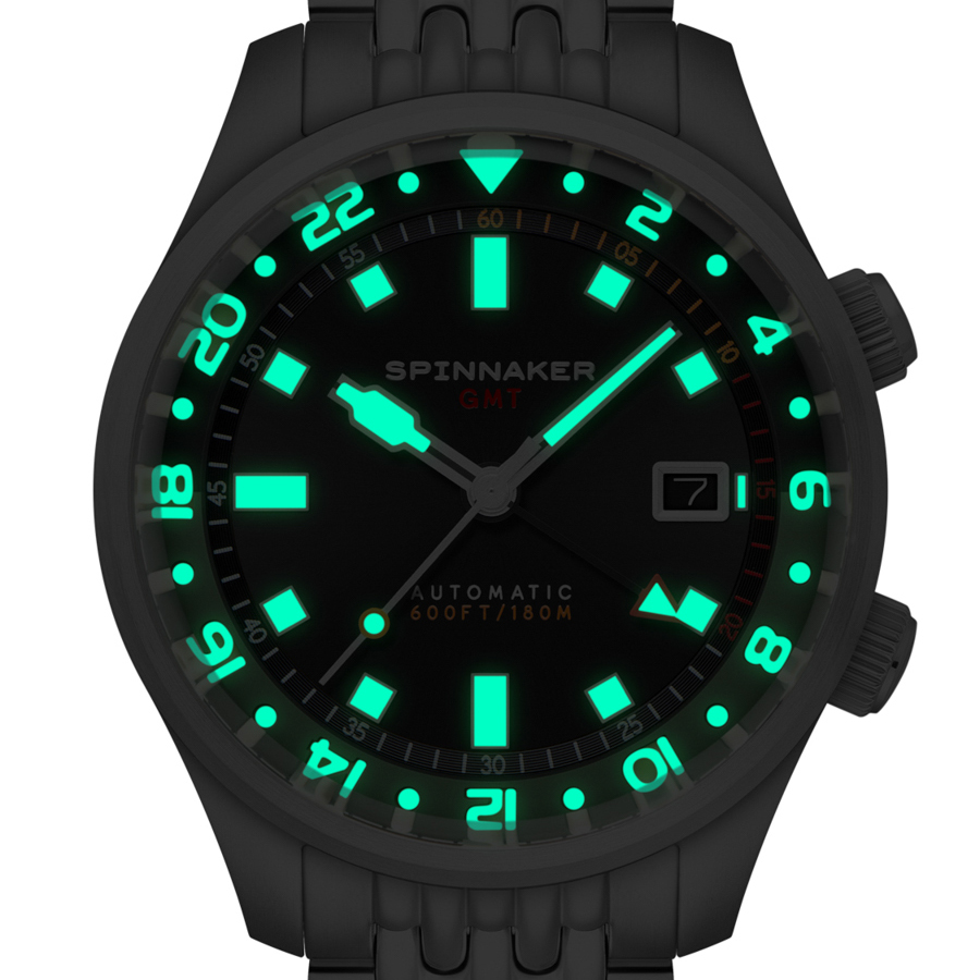 スピニカー ブラッドナー GMT オートマチック SP-5121-44 メンズ 腕時計 メカニカル 自動巻 ブラックダイヤル 替えバンド付きの画像
