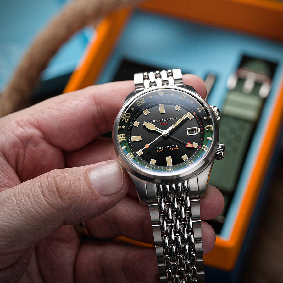 スピニカー ブラッドナー GMT オートマチック SP-5121-44 メンズ 腕時計 メカニカル 自動巻 ブラックダイヤル 替えバンド付きの画像