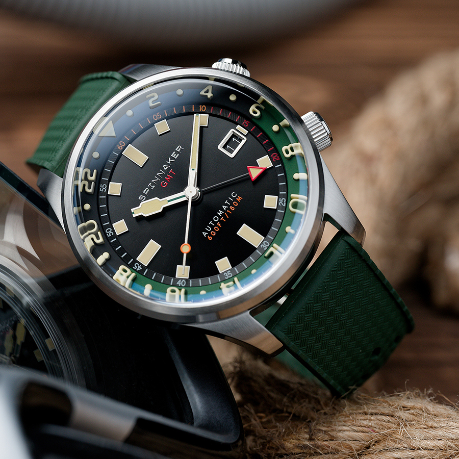 スピニカー ブラッドナー GMT オートマチック SP-5121-44 メンズ 腕時計 メカニカル 自動巻 ブラックダイヤル 替えバンド付きの画像