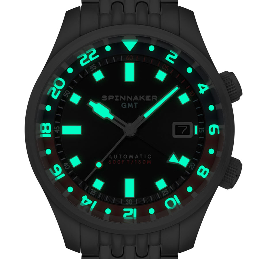 スピニカー ブラッドナー GMT オートマチック SP-5121-55 メンズ 腕時計 メカニカル 自動巻 ブラックダイヤル 替えバンド付きの画像