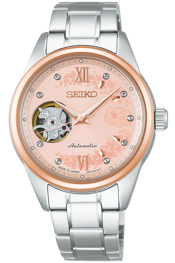 1月9日発売 セイコー セレクション 2026 SAKURA Blooming 限定モデル 逆さ桜 SSDE024 レディース 腕時計 メカニカル 機械式 オープンハート ピンクダイヤル | SEIKO SELECTION | 01
