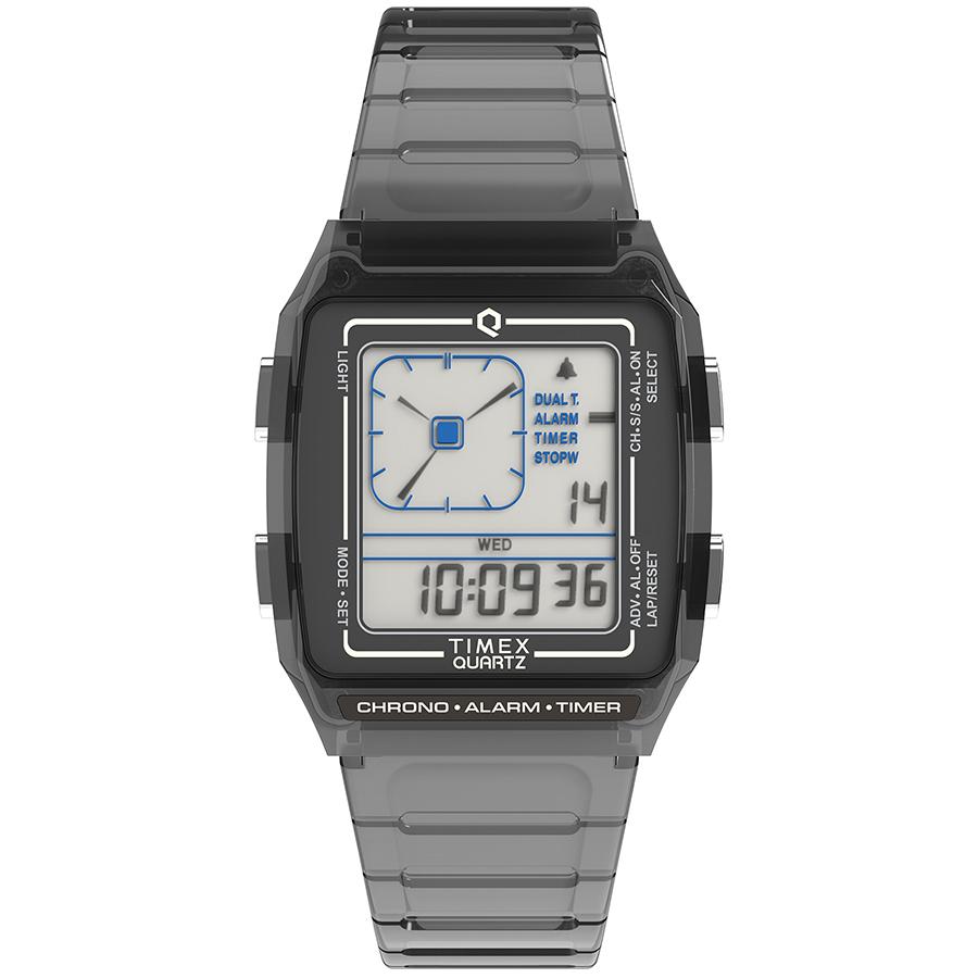 4月19日発売 タイメックス Q LCA トランスパレント TW2W45000 メンズ レディース 腕時計 電池式 デジアナ スケルトン グレー｜theclockhouse｜02