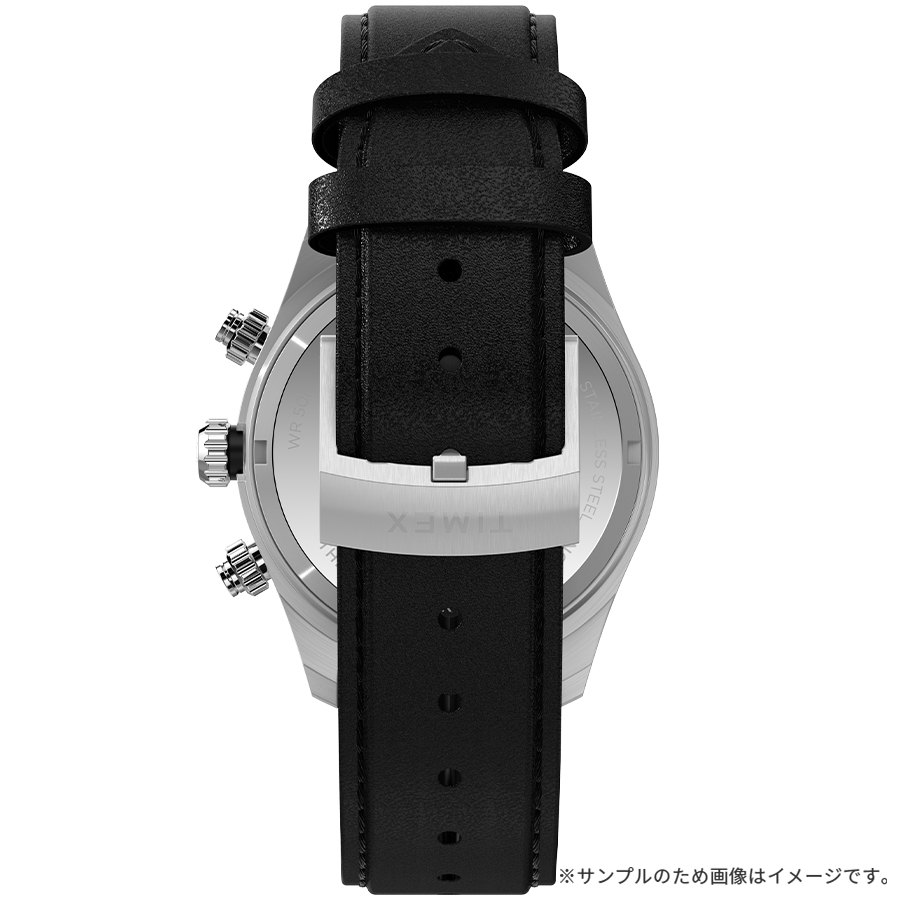タイメックス ウォーターベリー ヘリテージ クロノグラフ TW2Y19300 メンズ 腕時計 クオーツ 電池式 シルバーダイヤル ブラック 革ベルトの画像