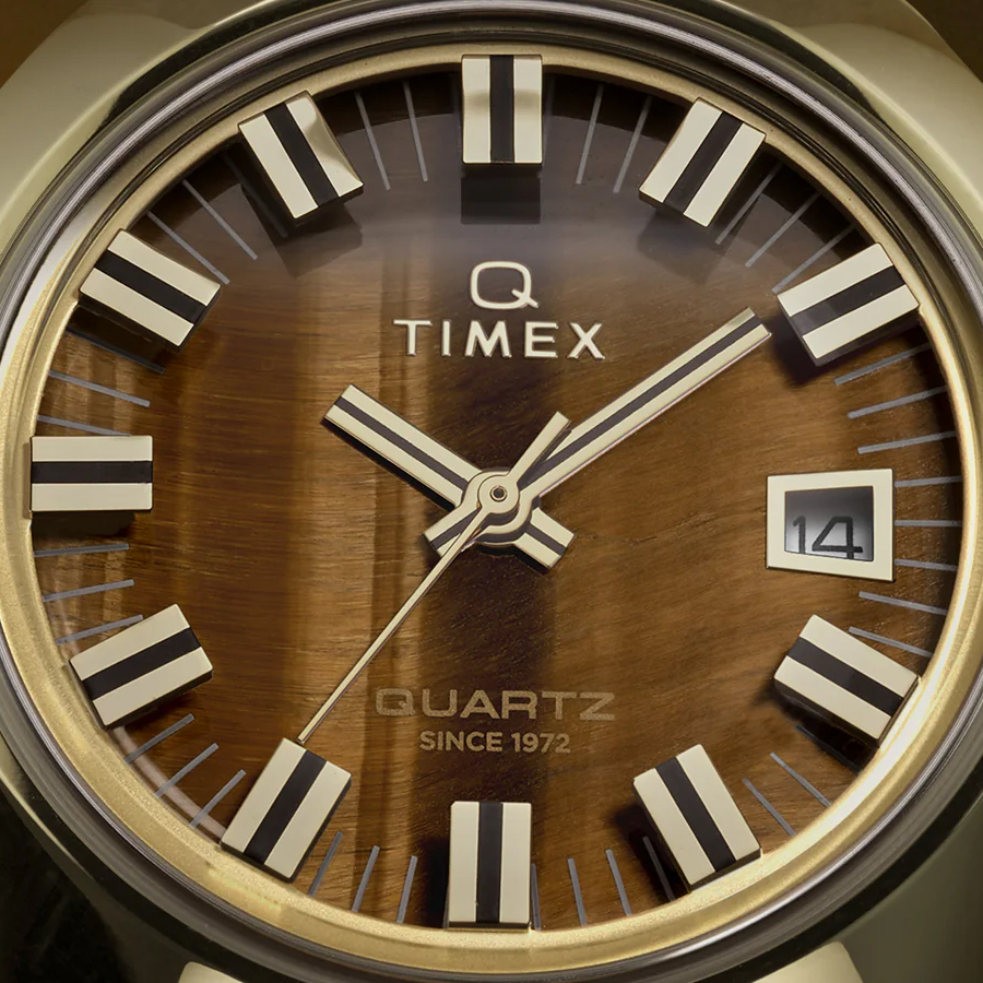 タイメックス Q TIMEX 1972 タイムマシン 復刻モデル TW2Y45200 メンズ 腕時計 クオーツ 電池式 タイガーアイダイヤル ゴールド メタルバンドの画像