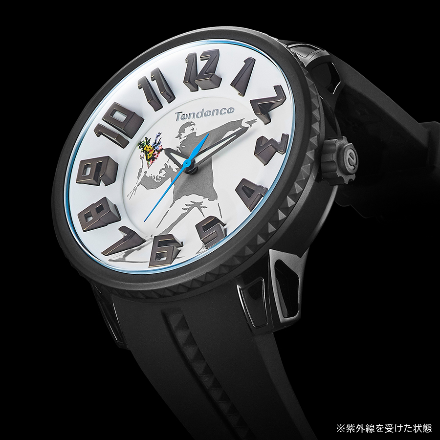 テンデンス ブランダライズド コラボレーション バンクシー コレクション FLOWER BOMBER TY430411 メンズ 腕時計 クオーツ 電池式 ブラックの画像