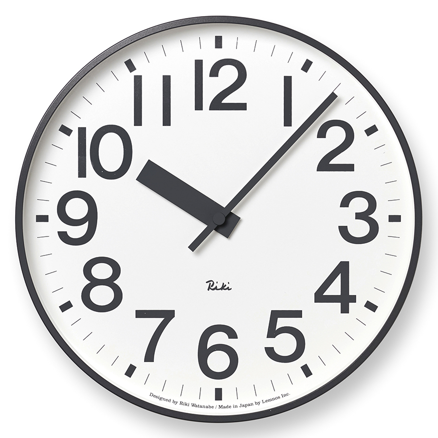 Riki Watanabe 掛時計 ホワイト/ブラック Lemnos（レムノス） リキ パブリック クロック 掛け時計 クオーツ 電池