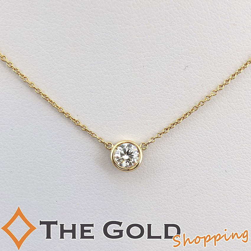 ティファニー バイザヤード ネックレス K18YG 0.5ct 3EX IF H 
