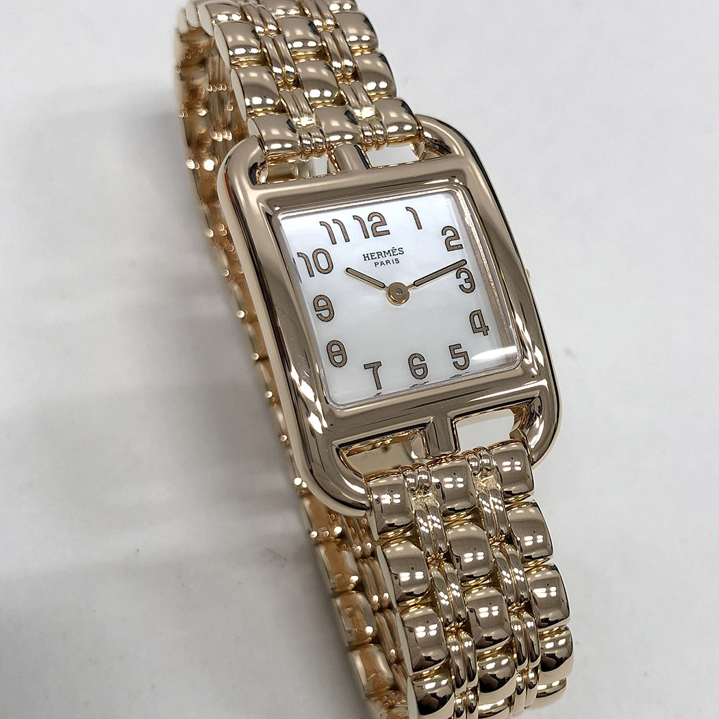 エルメス ケープコッド CC1.270 電池交換済 ピンクゴールド 金無垢 HERMES 腕時計 レディース ウォッチ 女性用 中古