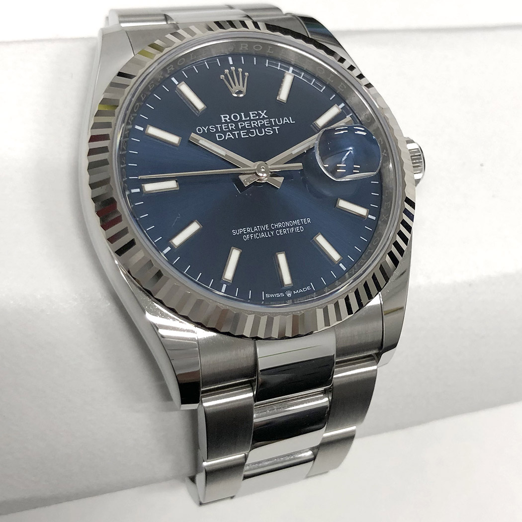 ロレックス デイトジャスト 126234 2023年1月 新ギャラ 青文字盤 ステンレス WG コンビ ROLEX 腕時計 メンズ ウォッチ  男性用◆中古