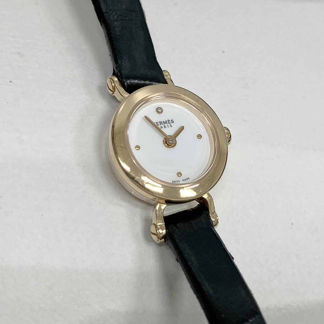 HERMES エルメス フォーブル FG1.170 電池交換済 15mm 金無垢