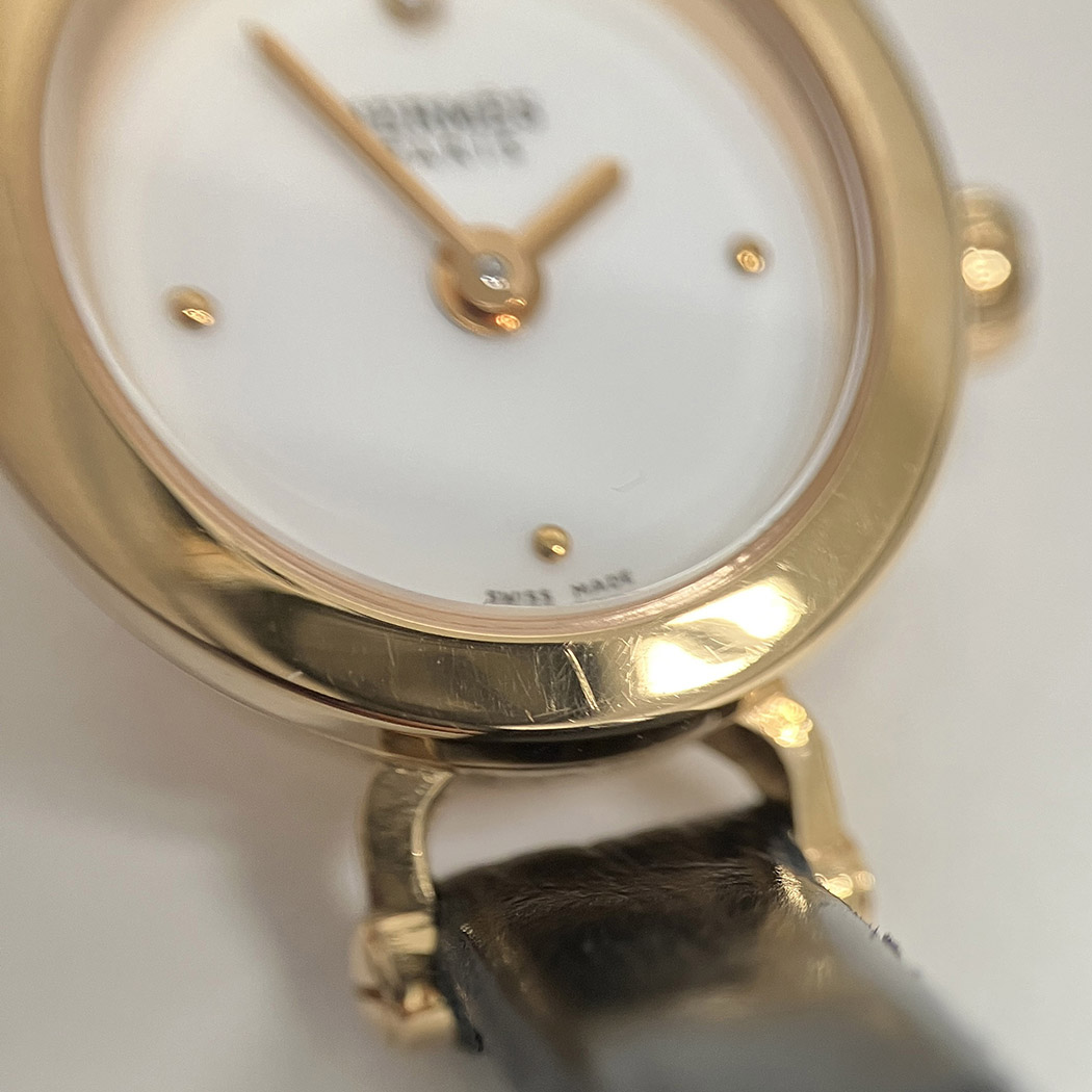 HERMES エルメス フォーブル FG1.170 電池交換済 15mm 金無垢