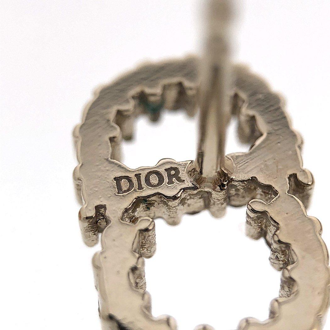Christian Dior CDロゴ ラインストーン ピアス GP ゴールドメタル