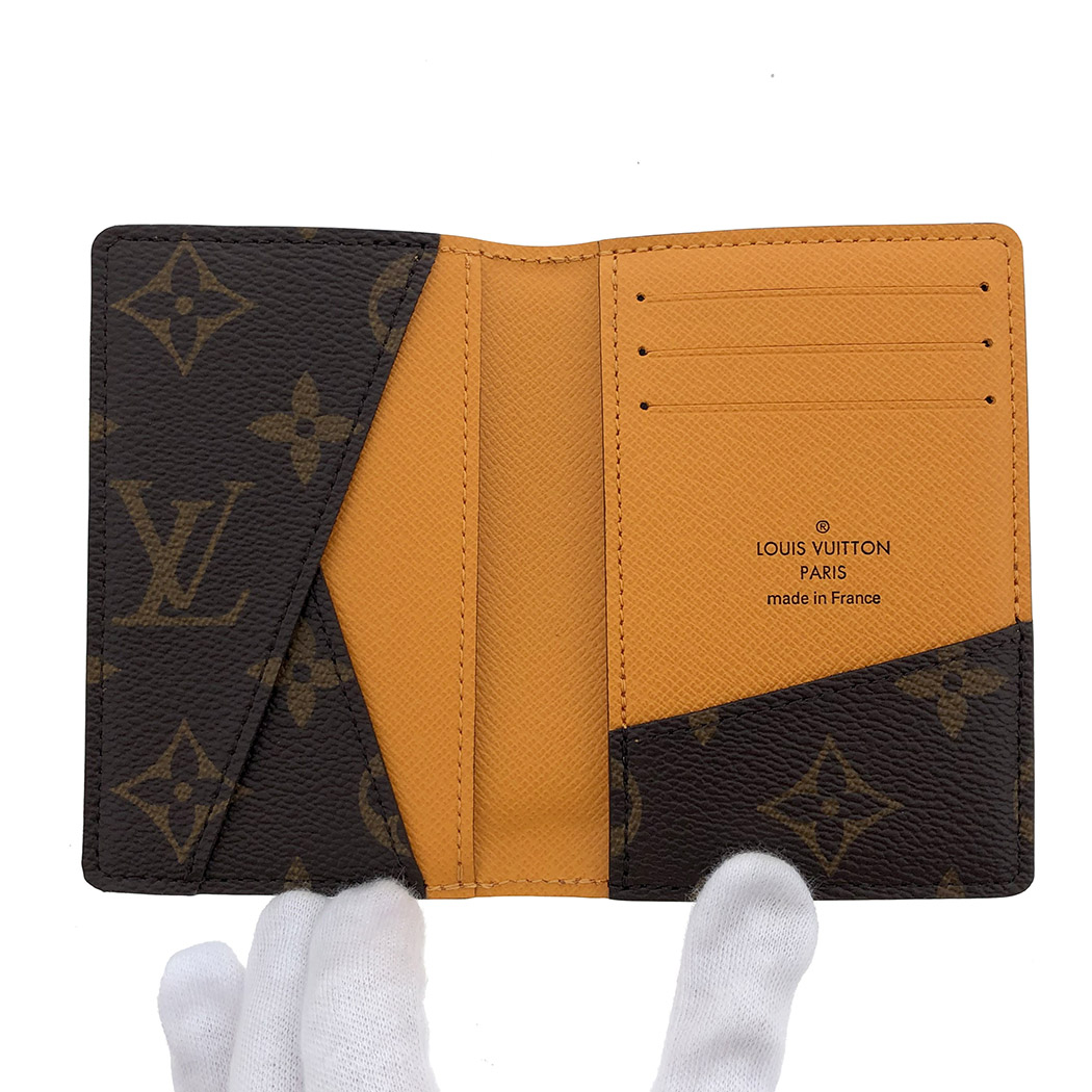 LOUIS VUITTON オーガナイザー ドゥ ポッシュ M82547 モノグラム マカサー オレンジ レザー コンパクトウォレット ルイヴィトン  名刺入れ カードケース 中古