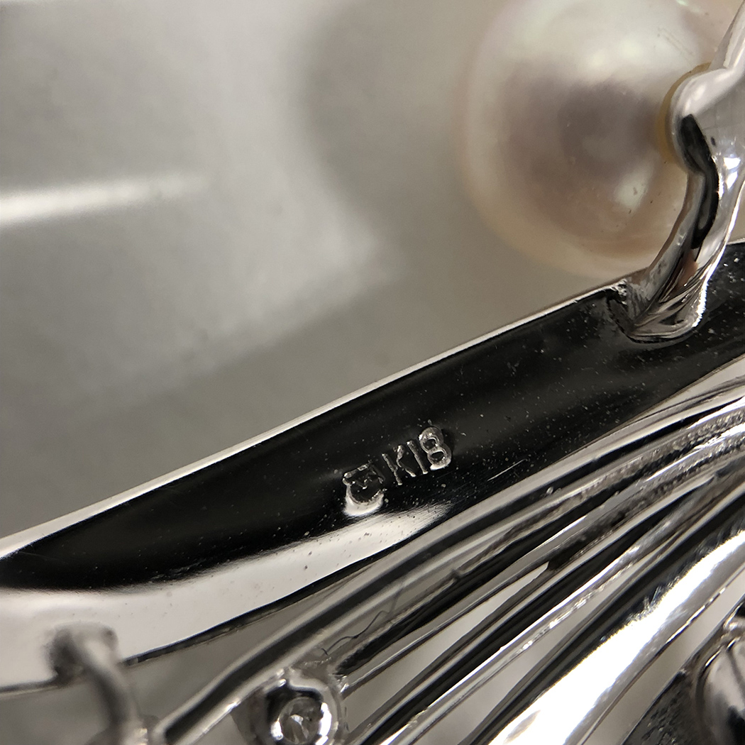 MIKIMOTO（ミキモト） パールダイヤブローチ K18 WG ダイヤモンド