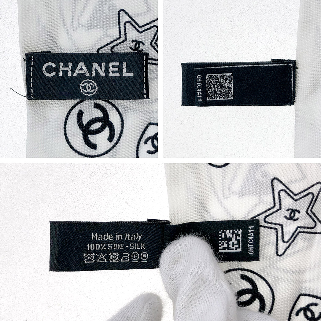 CHANEL（シャネル） リボンスカーフ 120cm シルク100% ブラック