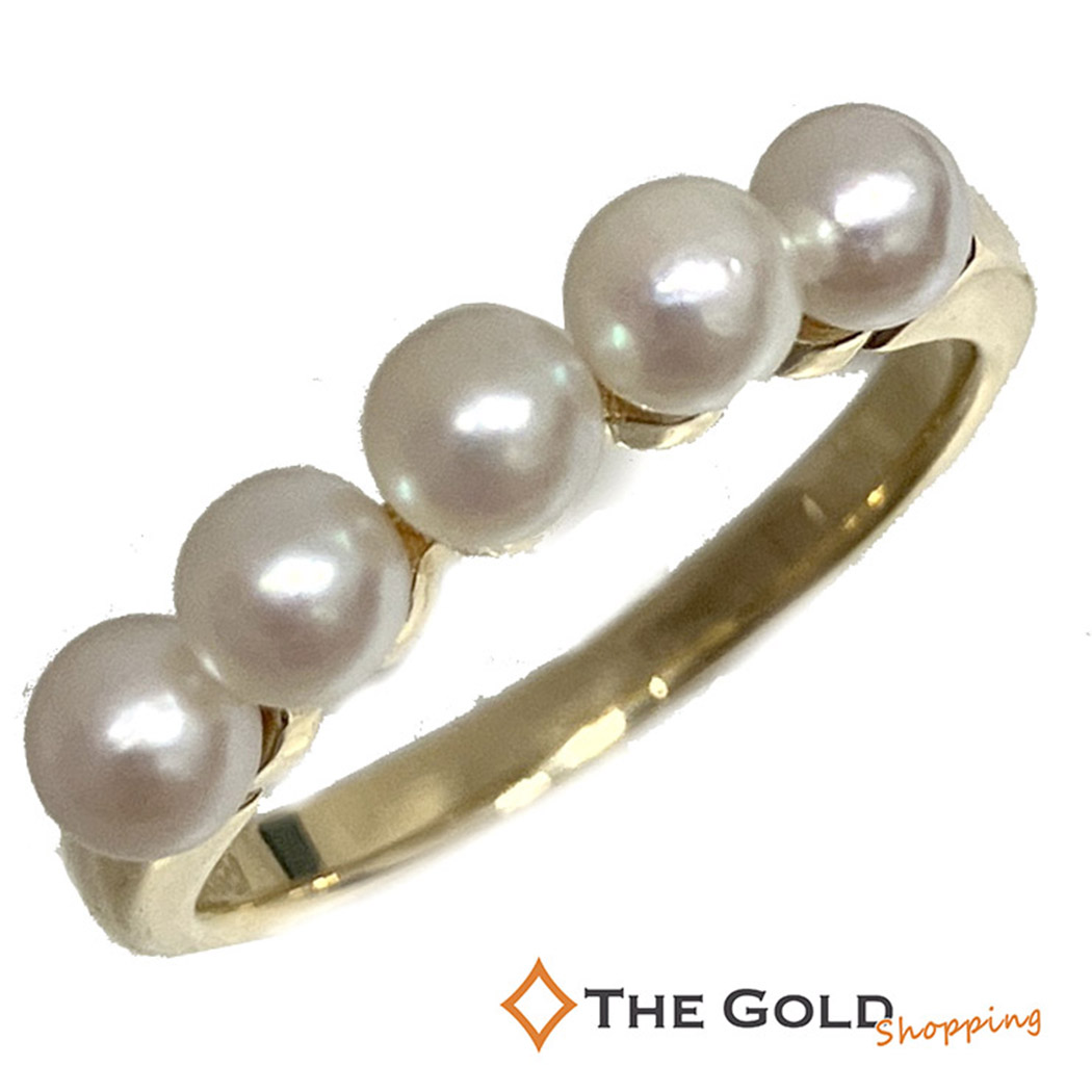 10/美品 ミキモト K18 ベビーパール 真珠 約3.5㎜珠 リング 指輪 MIKIMOTO - ミキモト ダイヤモンド×ベビーパール リング K18YG