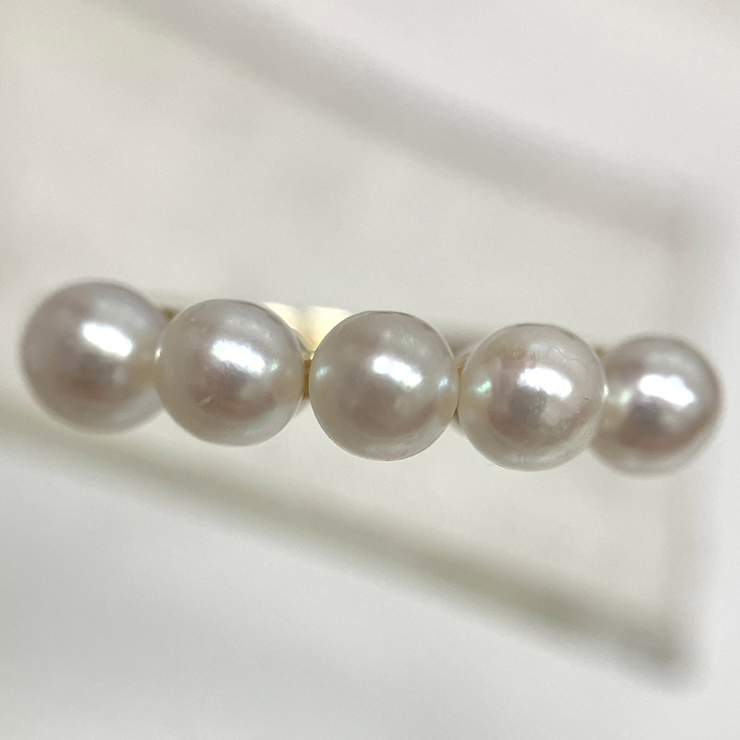 MIKIMOTO ベビーパールリング 仕上げ済み K18 6号 イエロー
