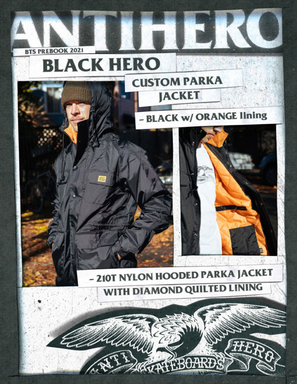 アウター メンズ ナイロンジャケット アンタイヒーロー ANTIHERO BLACK HERO PARKA NYLON JACKET （BLACK） Mサイズ Lサイズ XLサイズ