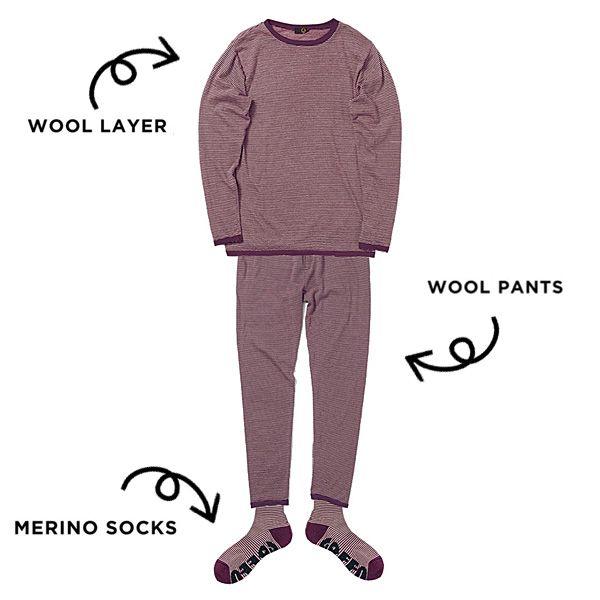 スノーインナー メンズ レディース グリーンクロージング GREENCLOTHING WOOL LAYER  (BUFF x PLUM)  S M XL XXLサイズ 2021-22