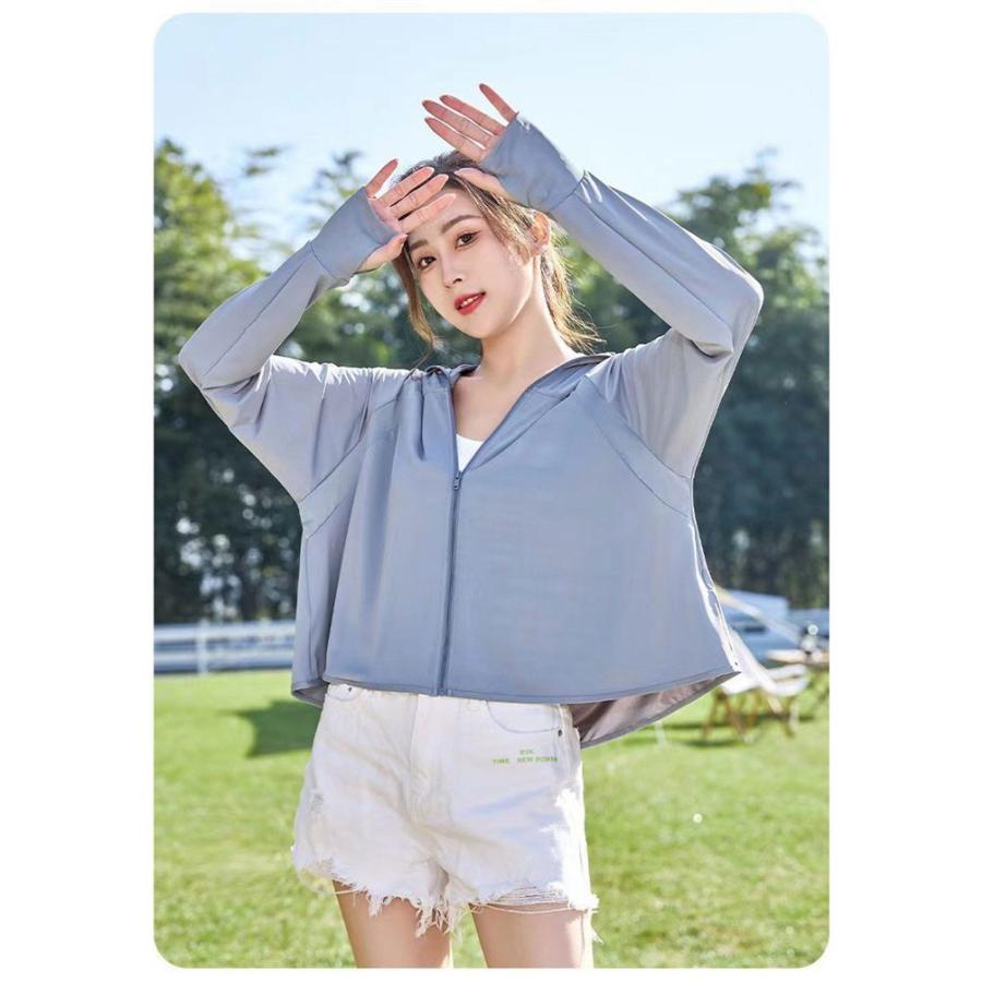 UVカット パーカー 涼しい uv パーカーレディース ラッシュガード 長袖 指穴 メッシュ ポンチョ 日焼け防止 UPF50+ サンバイザー 360度紫外線対策 接触冷感 体型 | ブランド登録なし | 02
