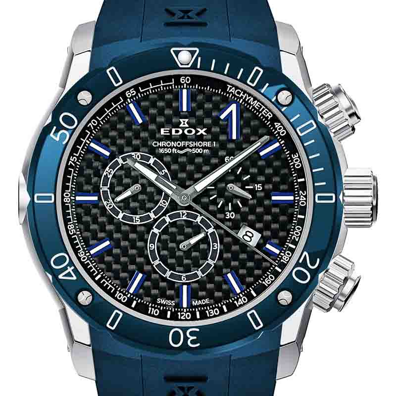 無金利ローン可 3年間無料点検付 エドックス EDOX クロノオフショア1 CHRONOFFSHORE-1 メンズ 腕時計 時計 クオーツ 正規品 10221-3BU3BUIN3-BSの画像