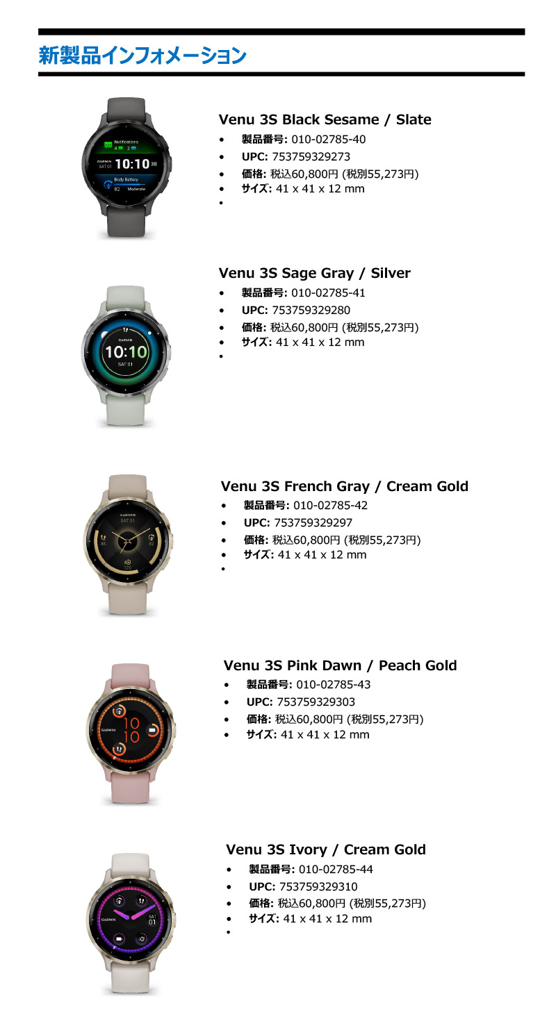 GARMIN 無金利ローン可 ガーミン ヴェニュー3S ブラックセサミ GARMIN 無金利ローン可 ガーミン ヴェニュー3S ブラックセサミ