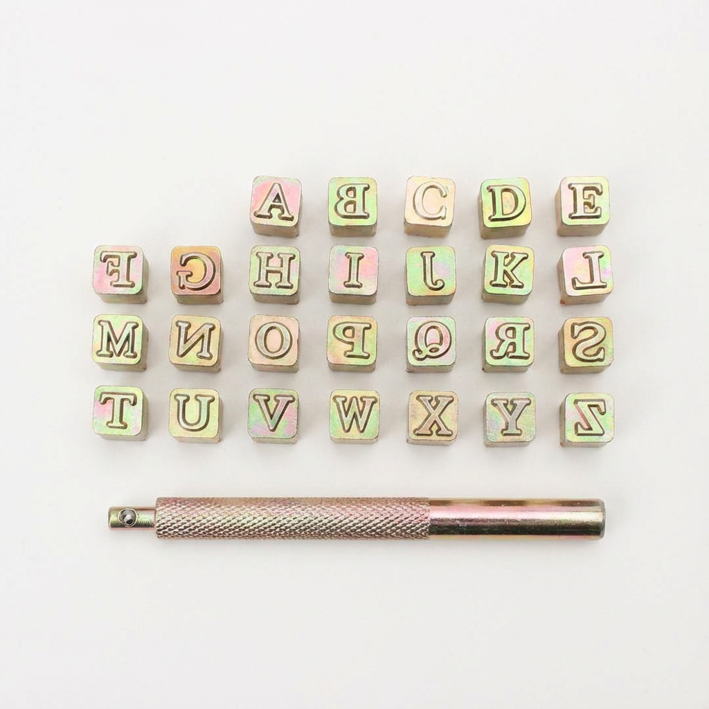 レザークラフト 刻印 スタンプセット デザインフォント 数字 英字 アルファベット |  | 01