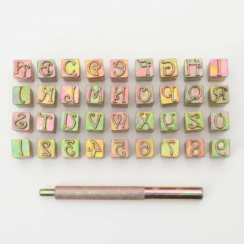 レザークラフト 刻印 スタンプセット デザインフォント 数字 英字 アルファベット |  | 02