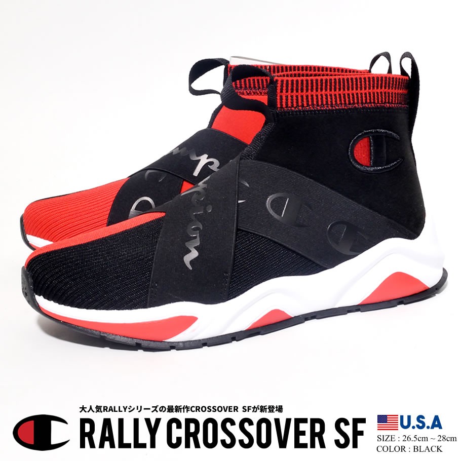 Champion チャンピオン Usa規格 スニーカー シューズ ハイカット Rally Crossover ラリークロスオーバー ブラック レッド 黒 赤 Cp Cpft028 B系 Hiphop Third 通販 Yahoo ショッピング