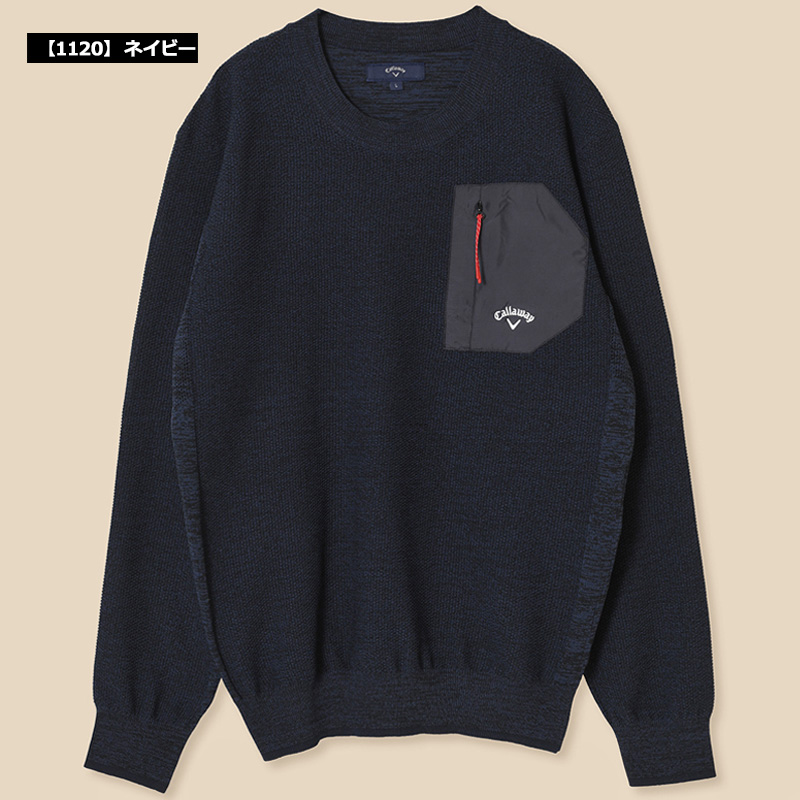 超美品Callaway（キャロウェイ） カノコ編みクルーネックニット （グレー） CALLAWAY キャロウェイ タートルネック ニットセーター カノコ編み