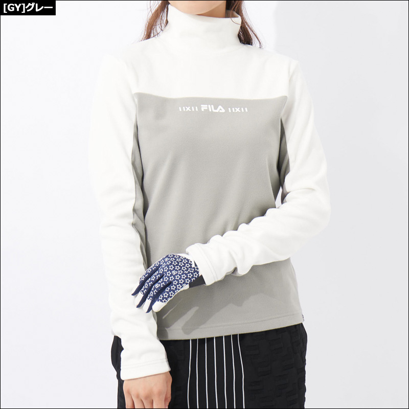 新品 フィラ ゴルフ ロゴジャガード ハイネック セーター ブラック/グレー M 新品 フィラ ゴルフ ロゴジャガード ハイネック セーター