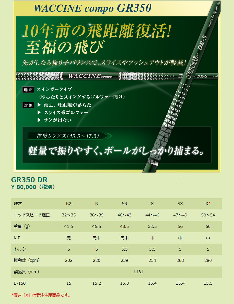 SYB EG-05 ドライバー グラビティ ワクチンコンポ GR350 装着 WACCINE Compo カスタム EG05 可変式 コンセプト  サイブ GOLF シャフト 地クラブ