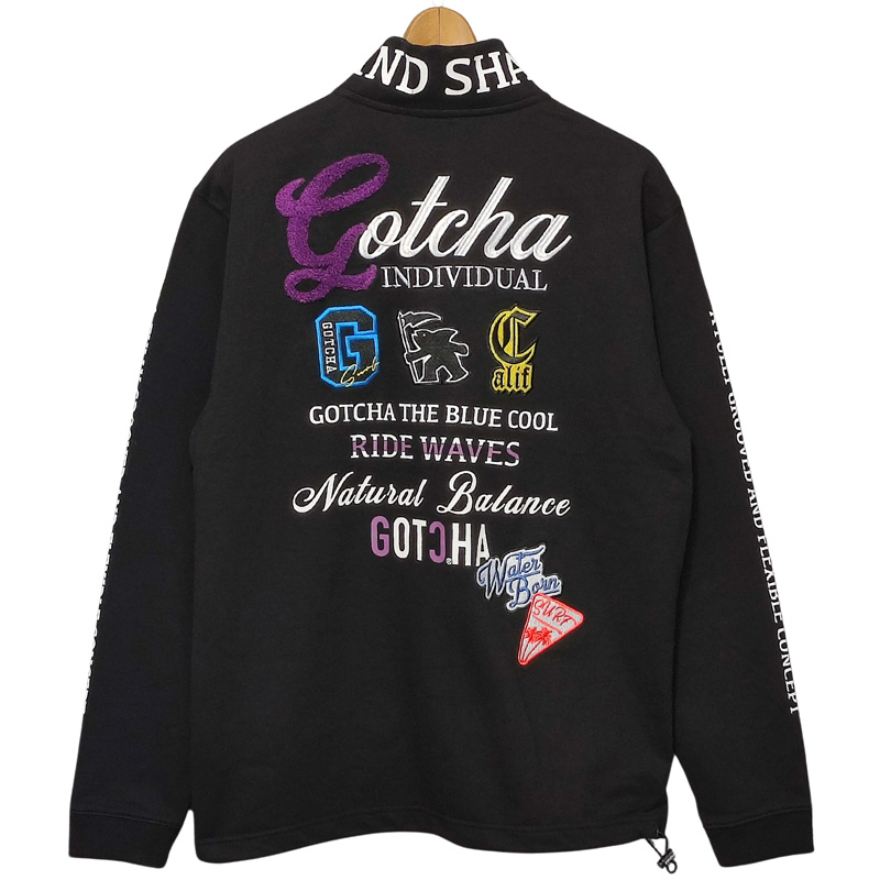 ガッチャ ゴルフウェア Lサイズ 長袖 黒 GG 白 GOTCHA GOLF ガッチャゴルフ メンズ ハーフジップ 長袖シャツ モック