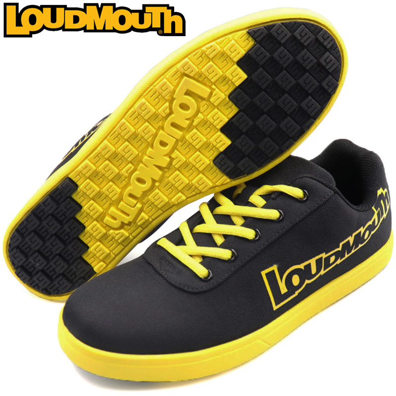 ラウドマウス ユニセックス スパイクレス ゴルフシューズ ビッグロゴ ブラック×イエロー LM-GS0005 764965(998) 【日本規格】【新品】TAAR Loudmouth スニーカー メンズ レディース APR1 LOUDMOUTH（ラウドマウスゴルフ） ラウドマウス ユニセックス スパイク